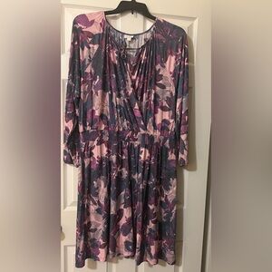 LuLaRoe Jody Pink and Purple Long Sleeve Peasant Dress